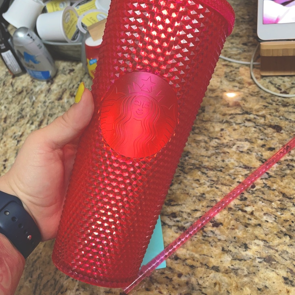 Starbucks 2019 Hot Pink Bling Cup Used